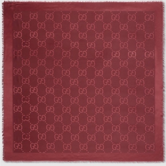Gucci Accessories - Gucci Burgundy GG Pattern Scarf